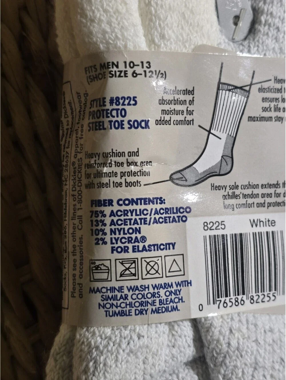 New Nip Dickies Superior Work Socks Protecto Steel Toe Protection